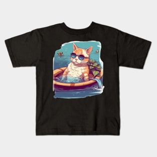 Cat enjoying summer Kids T-Shirt